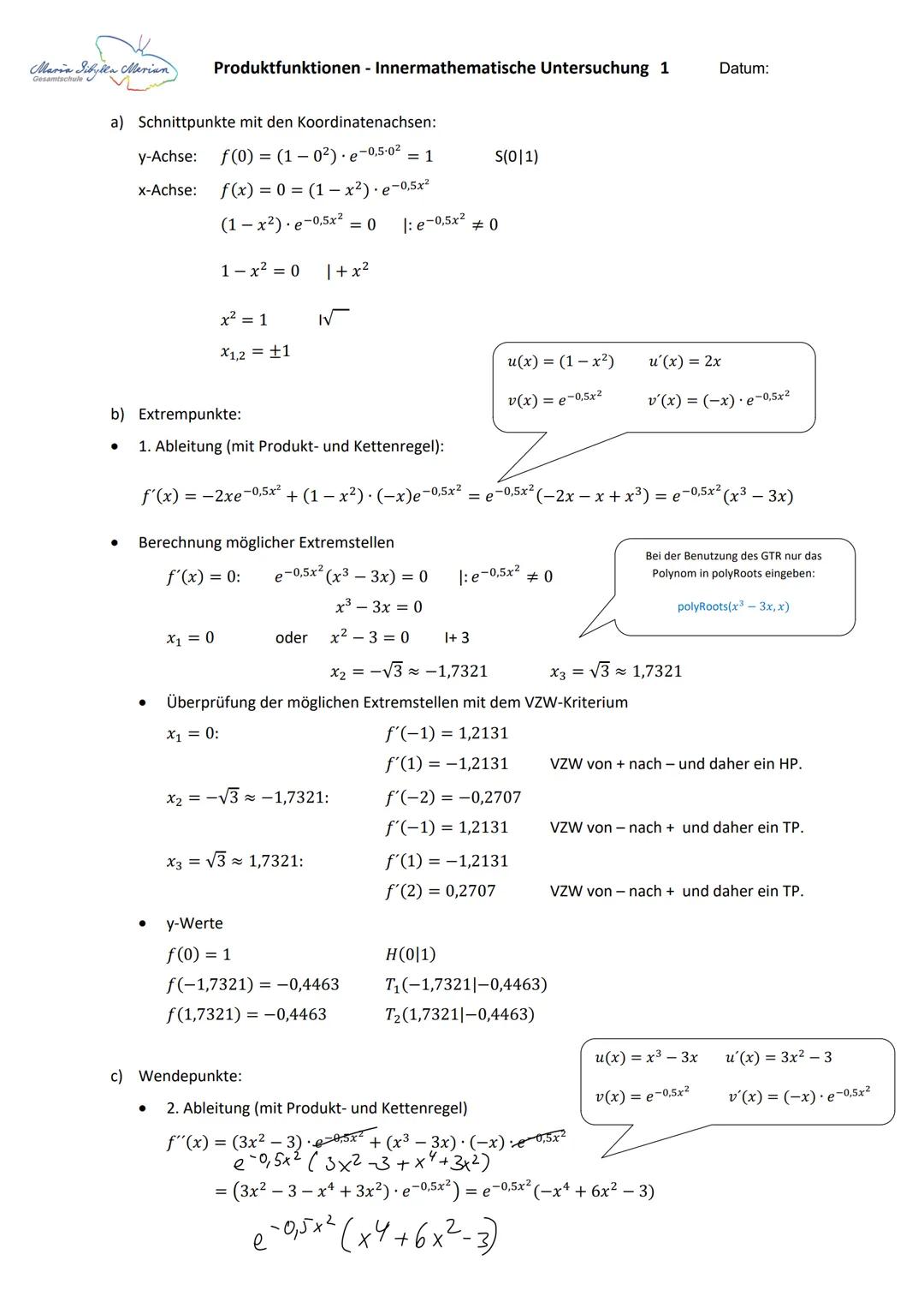 Randbetrachtung (wenn ein Intervall gegeben ist z.B. Ost ≤13)
Bei Extrempunkten: Rand extrema and Nullstellen in f(x) einsetzen
↳ Die y-Wert