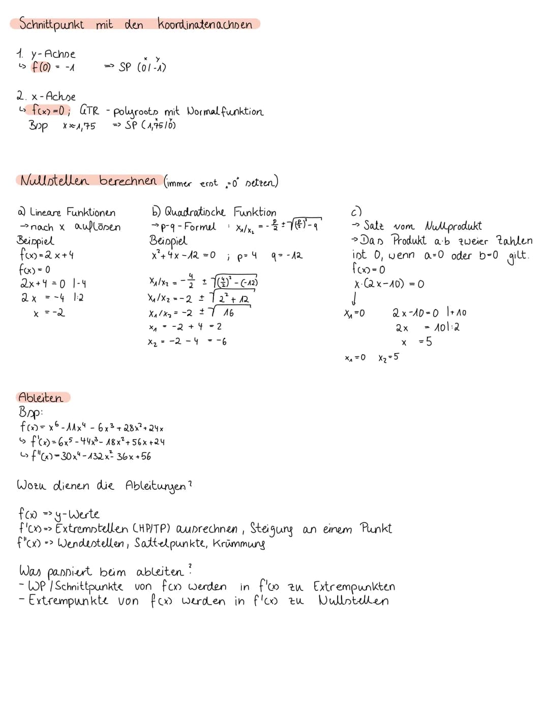 Randbetrachtung (wenn ein Intervall gegeben ist z.B. Ost ≤13)
Bei Extrempunkten: Rand extrema and Nullstellen in f(x) einsetzen
↳ Die y-Wert