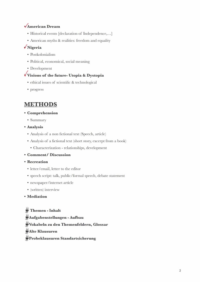 English Abitur 2023
Topics&Method sheets
●
✓G
Topics
VE
English as a lingua franca
Studying & Working in a globalised World
Globalization
gl