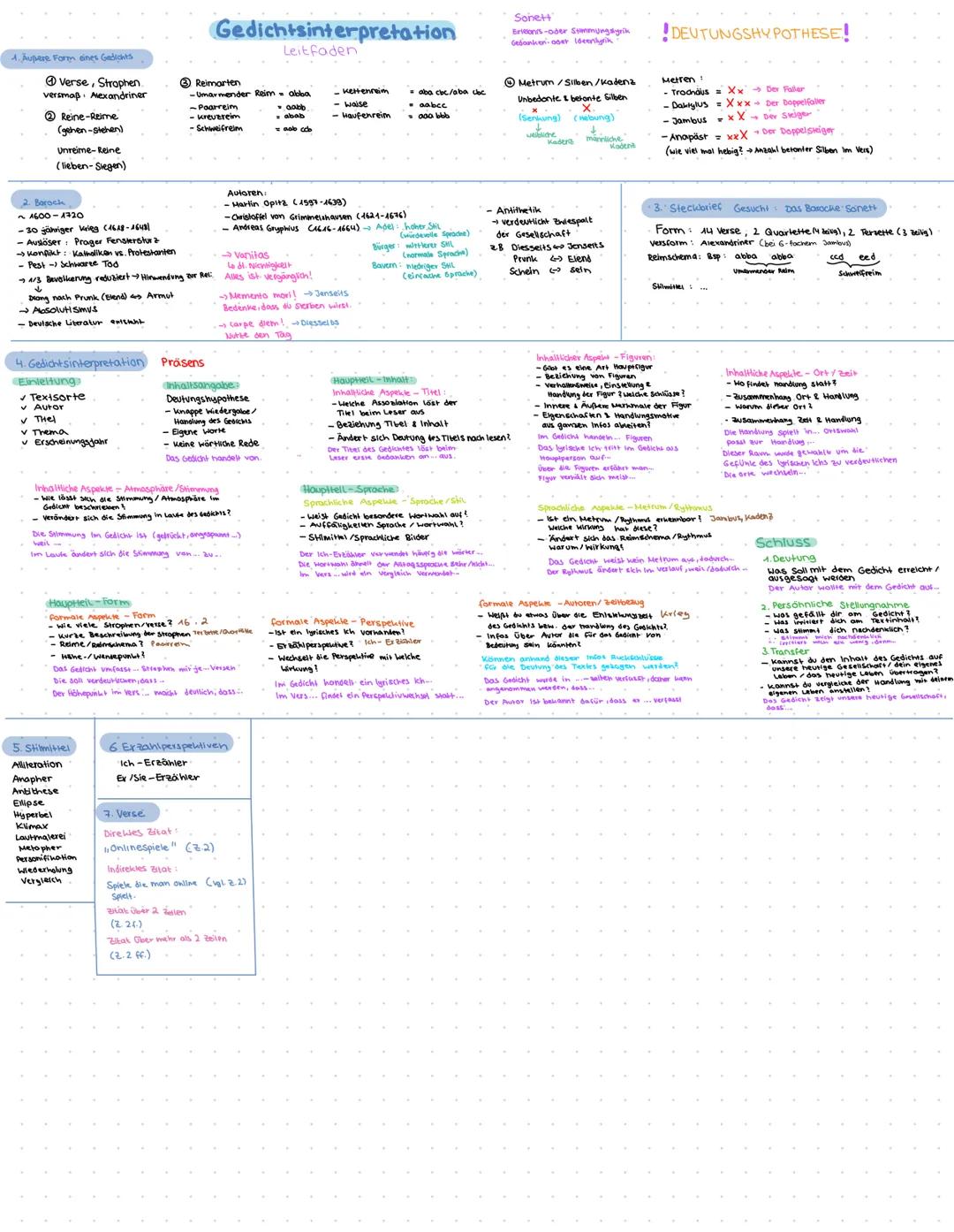 Gedichtsinterpretation Oberstufe (Barock)