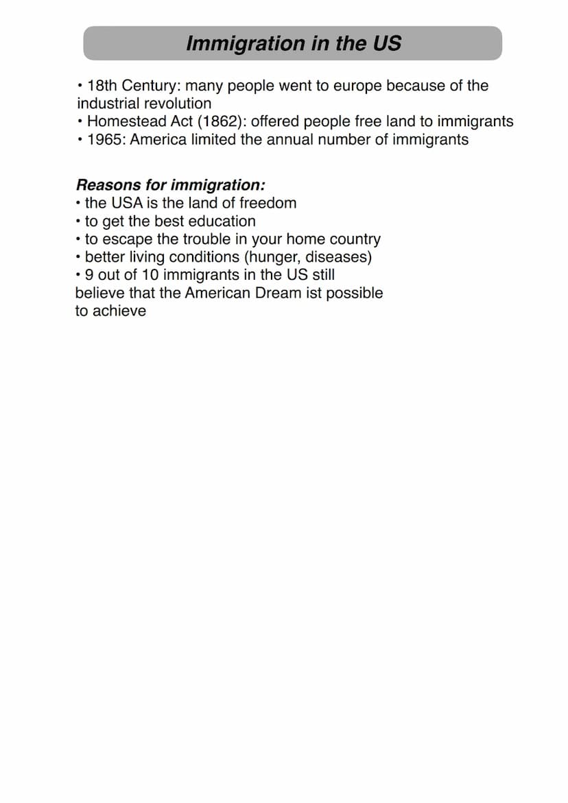 The American Dream
• no universal definition of, it
varies for every individual
in general: anyone can
achieve anything if they
work hard an