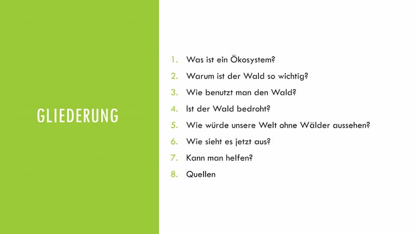 1. Grundlagen
Definition:
Ökosystem: Beziehungsgefüge zwischen Biotop und Biozönose
Wald: Biotop →→→ Lebensraum für Lebewesen
Wichtigkeit:
2