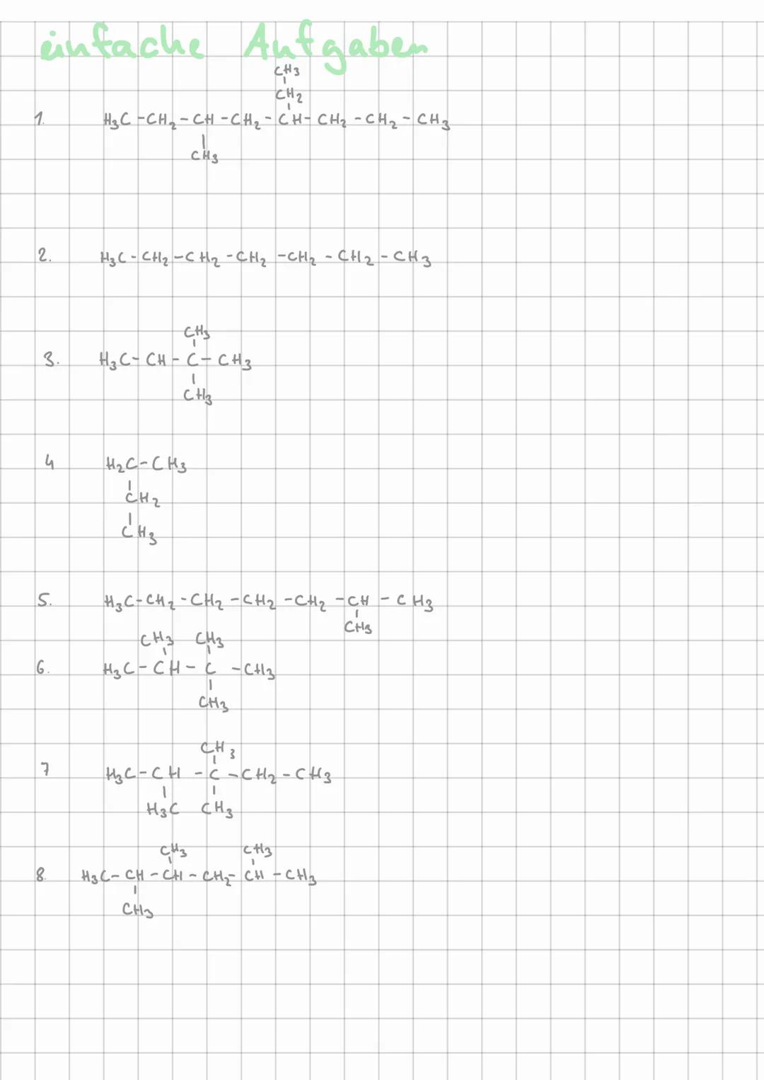 # Alkane benennen
einfaches Beispiel

    H
    |
  H-C-H
  |   Methyl
  H-C-H H-C-H
    |   |
    H   H


    H   H   H   H   H   H
    |  