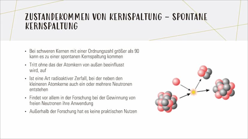KERNSPALTUNG -
KETTENREAKTION INHALT
Was ist eine Kernspaltung?
Die Ursache für die Energiefreisetzung
Zustandekommen von Kernspaltung
Beisp