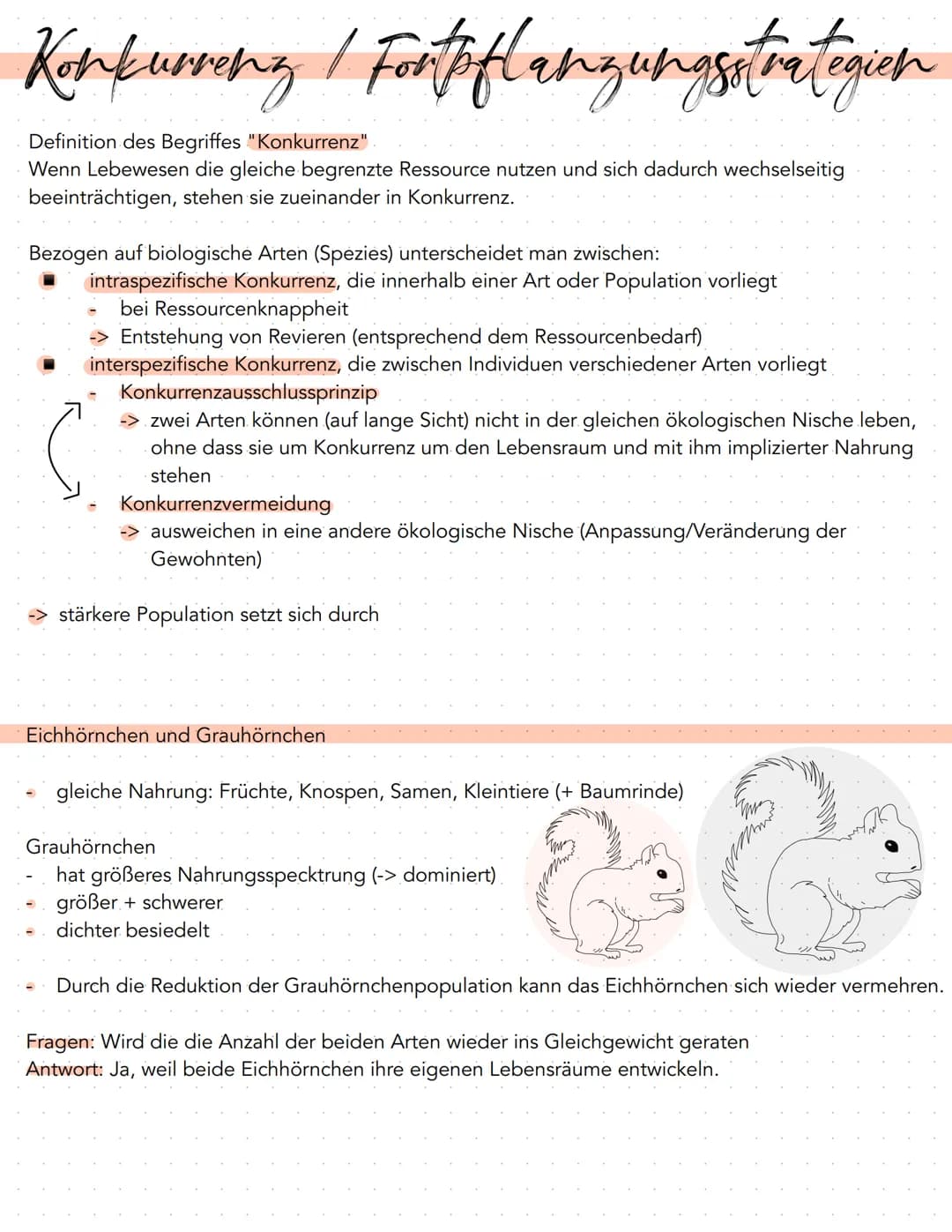 Konkurring / Fortpflanzungsstrategien
Definition des Begriffes "Konkurrenz"
Wenn Lebewesen die gleiche begrenzte Ressource nutzen und sich d