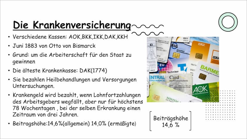 Die
Sozialversicherung
VON LEILA UND VERONIKA
Sozialversicherung
TEUR MON
///// ●
●
●
●
Inhalt
Generelle Informationen
Die Krankenversicheru