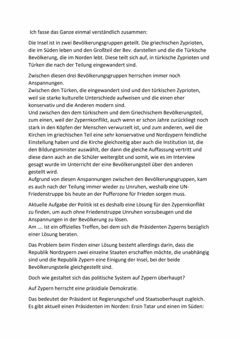 Für Touristen ein schönes Reiseziel, für die Einheimischen ein Schauplatz
jahrelanger Streitigkeiten. Ich spreche von der Insel Zypern.
Zype