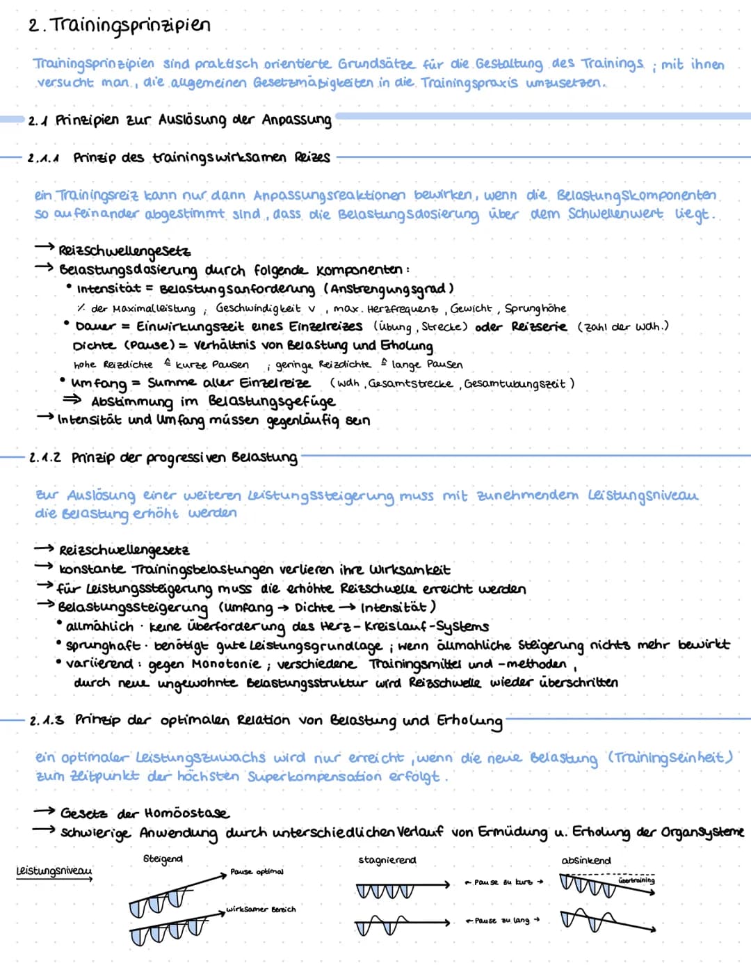 2. Trainingsprinzipien
Trainingsprinzipien sind praktisch orientierte Grundsätze für die Gestaltung des Trainings; mit ihnen
versucht man, d