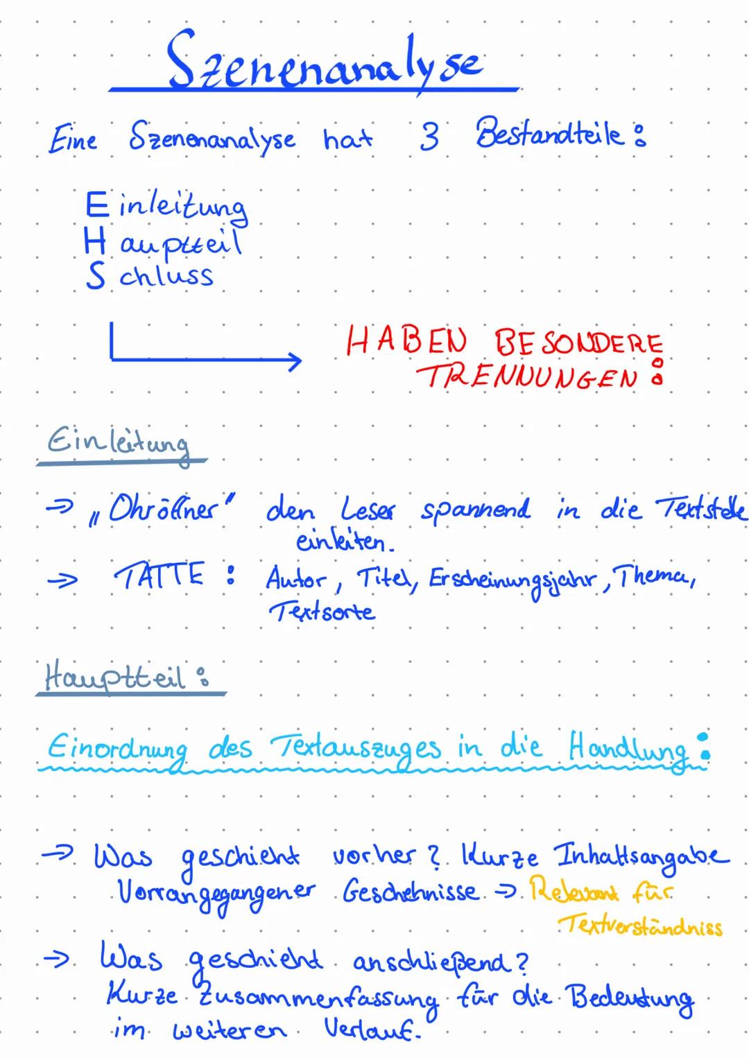 # Szenenanalyse

Eine Szenenanalyse hat 3 Bestandteile:
Einleitung
Hauptteil
Schluss

HABEN BESONDERE
TRENNUNGEN

Einleitung

"Ohröfliner" d