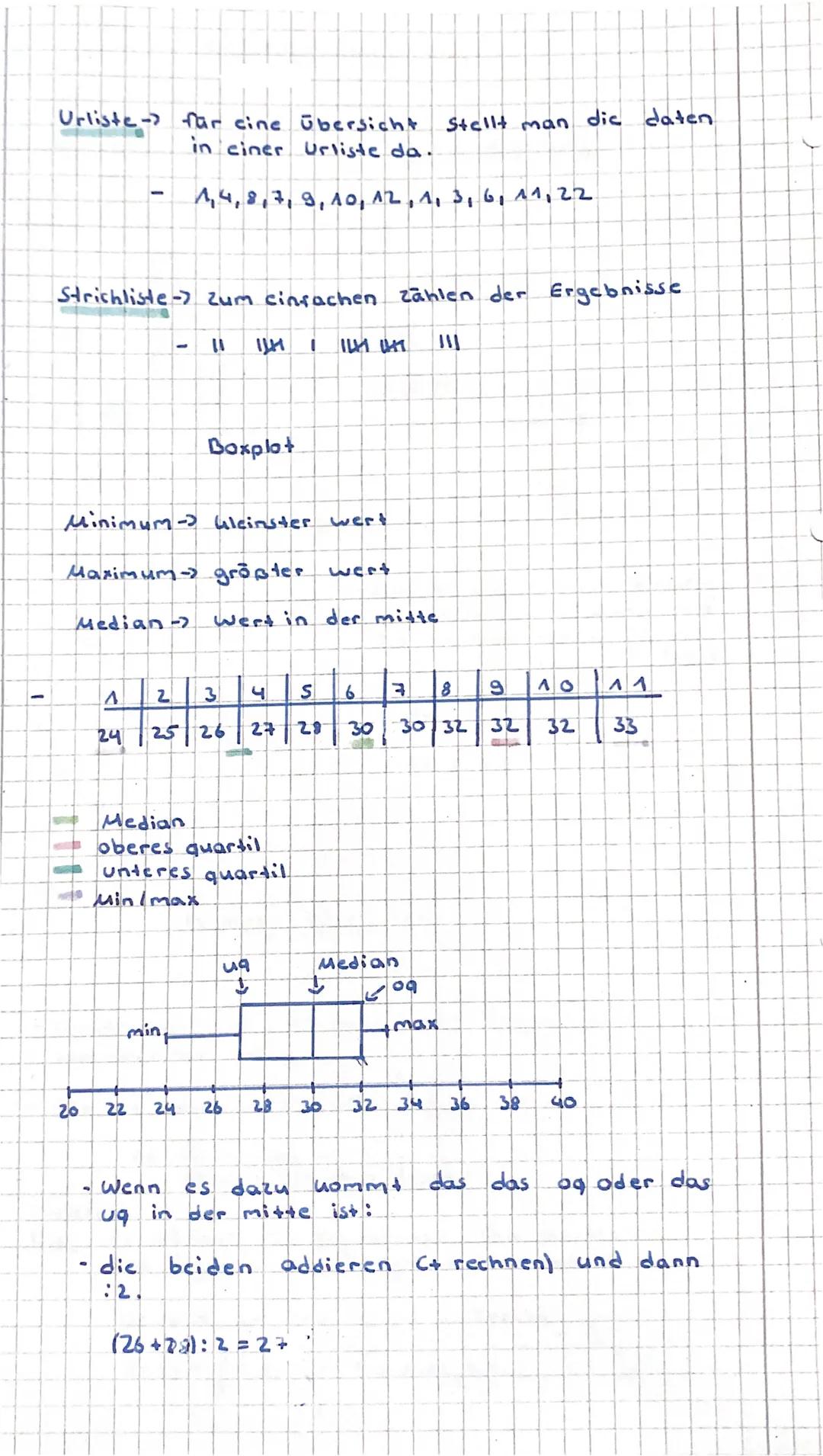 11
Mathe arbeit Meruezettel

Stochastin

absolute häufigucit-> wie oft das gesuchte Ereignis
auftritt.
bsp: 1 2 3 4 5 6
 3 1 10 4 21

relati