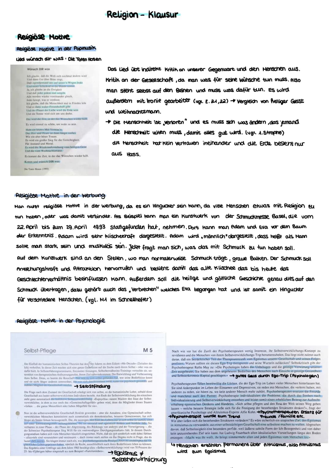  Religiöse Motive/Erfahrungen und heilige Geschichten