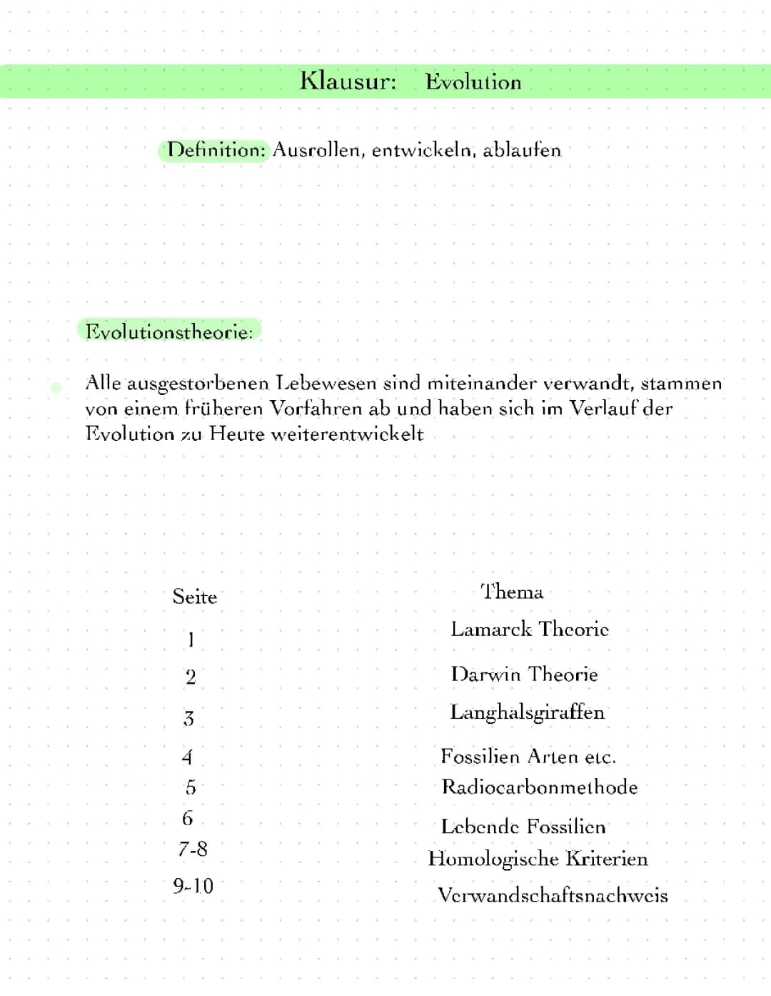 Biologie Evolution Zusammmenfassung 
