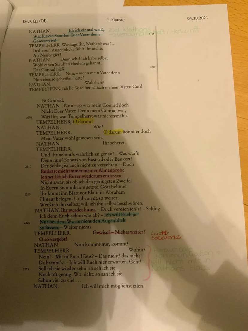 bessen en Häuscht.
ziele der Figuren.
Nathan verfolgt das
z Ziel herauszufinden
Was für ein Stauffen"
(V. 2195) der Vater des
R Tempelhorn d