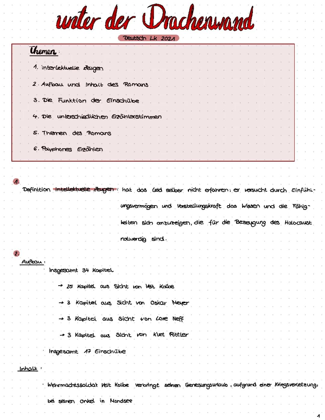 Unter der Drachenwand Zusammenfassung und Analyse für Schüler