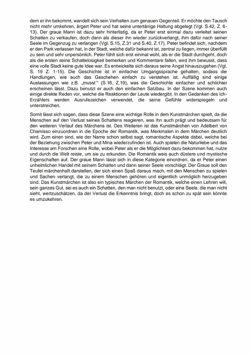 Peter Schlemihl - der Außenseiter INTERPRETATION
In dem Kunstmärchen „Peter Schlemihls wundersame Geschichte" von Adelbert von Chamisso
aus 