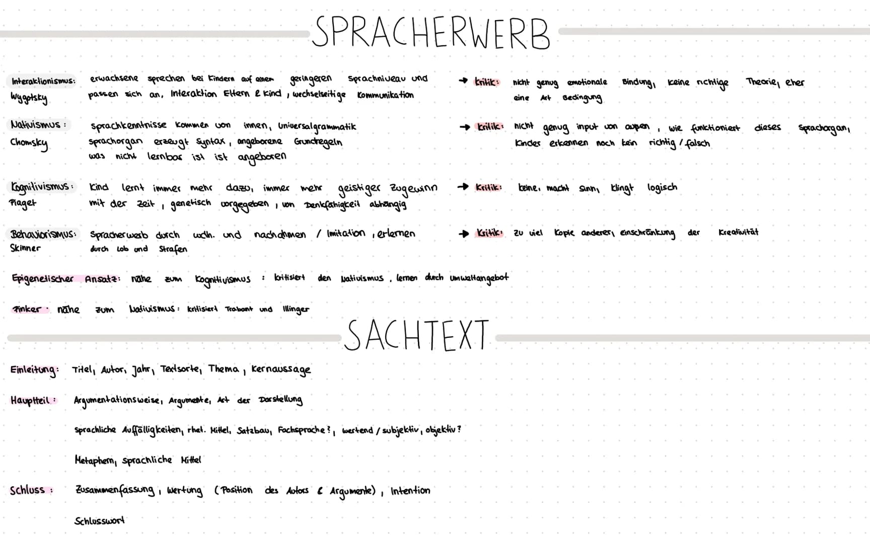 Interaktionismus: erwachsene sprechen bei Kindern auf einem
wygotsky
Nativismus:
Chomsky
Kognitivismus:
Piaget
Pinker nähe
geringeren
Sprach