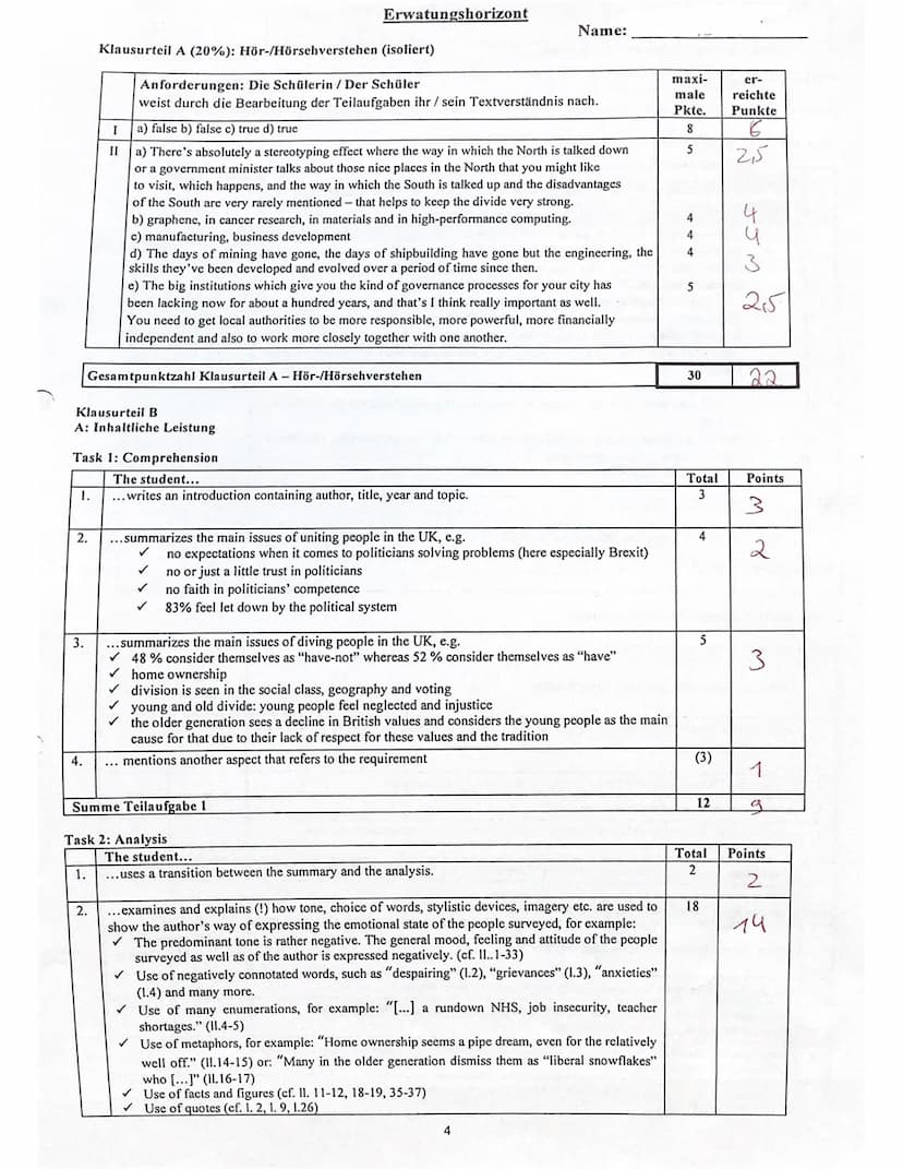 Cologne Pesch Grammar Schoo
Ad
Name:
C
The United Kingdom - a 'united' kingdom?
Exam no 3
Part A: Listening Comprehension
(30 points)
(48 po