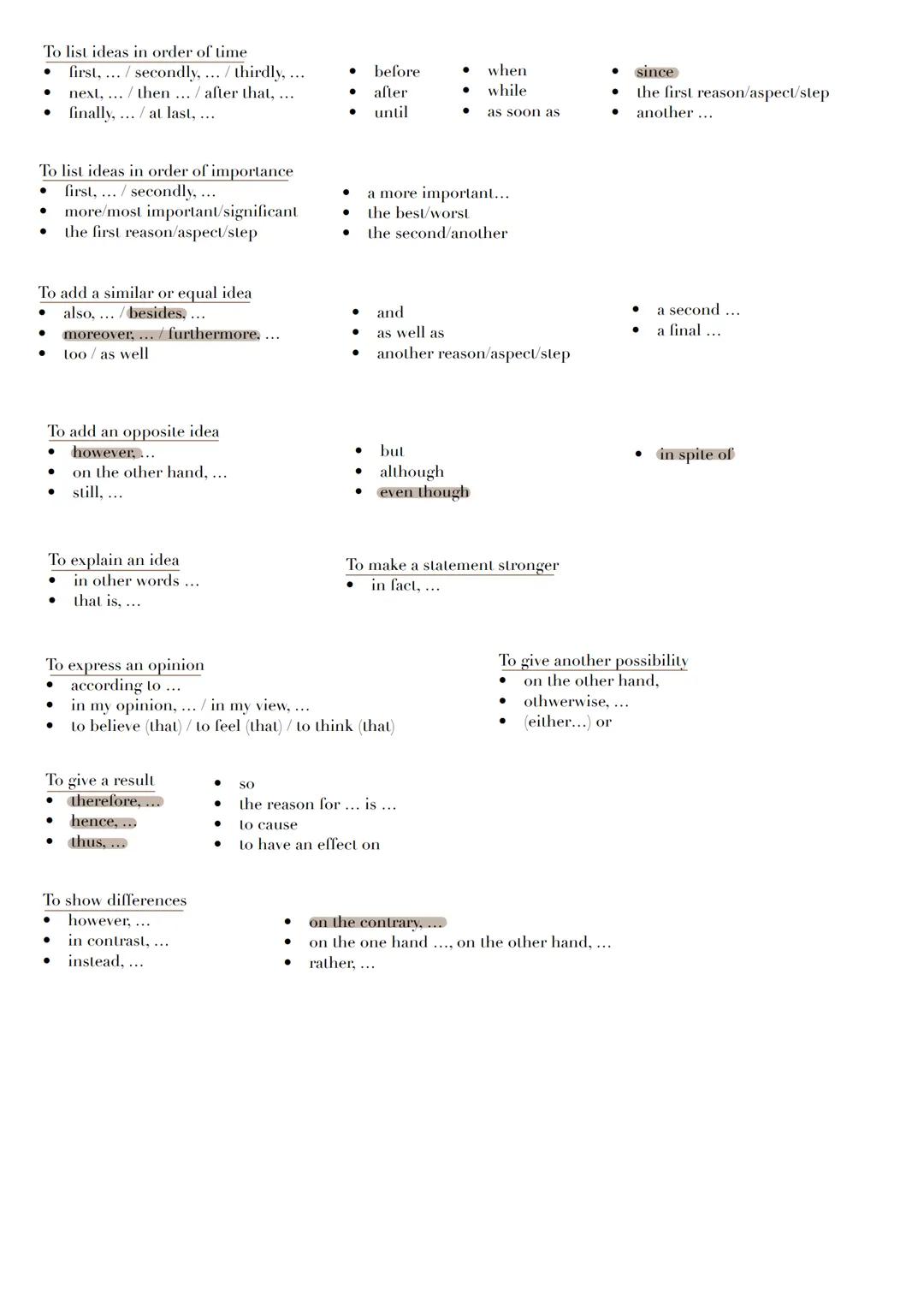 ●
●
Useful words and phrases
with regard to
●
●
●
●
●
●
●
Making a statement
●
it is a well-known fact that
•
it is a clearly established fa