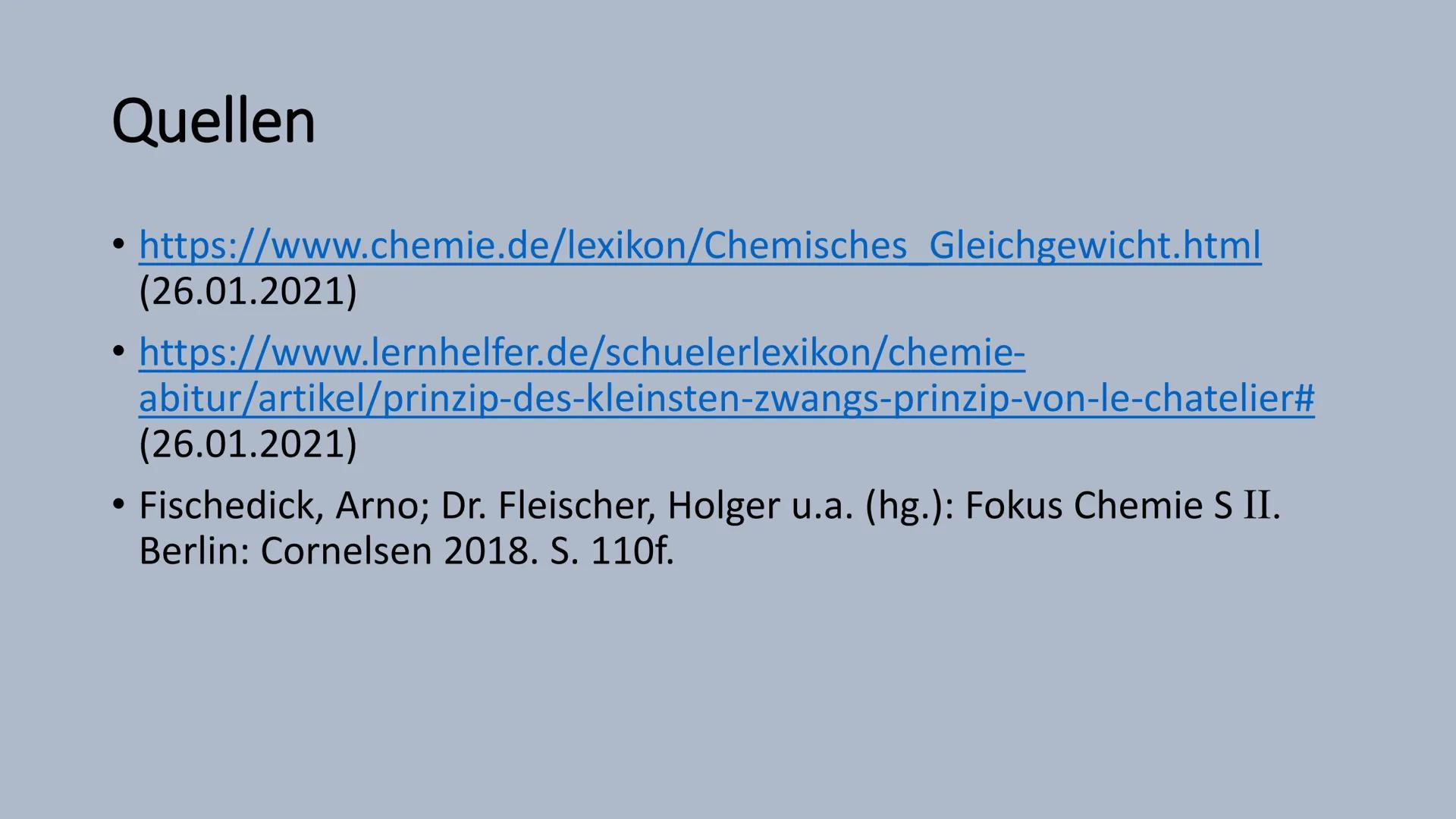 Störung des chemischen
Gleichgewichts Gliederung
1. Definition
2. Massenwirkungsgesetz
3. Prinzip des kleinsten Zwangs
4. Einfluss von Katal