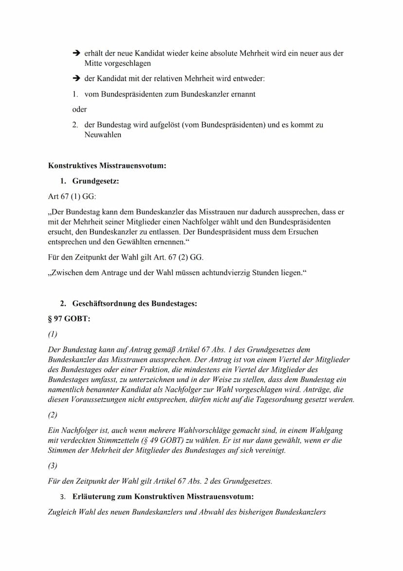 Politikverdrossenheit:
Ist die negative Einstellung der Bevölkerung gegenüber politischen Objekten bzw. ein
gestörtes Verhältnis von Teilen 