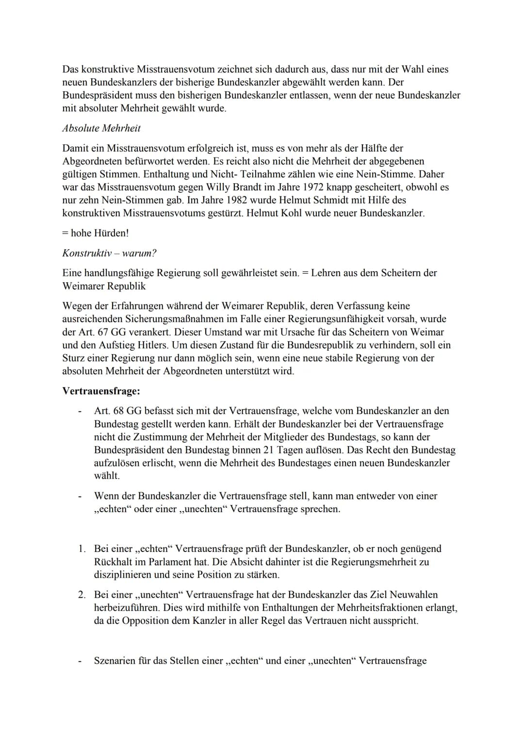 Politikverdrossenheit:
Ist die negative Einstellung der Bevölkerung gegenüber politischen Objekten bzw. ein
gestörtes Verhältnis von Teilen 