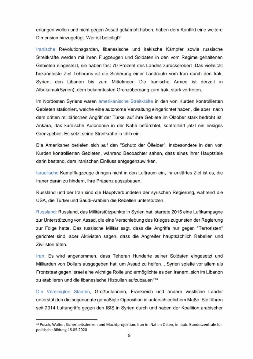 *
Brackweder Gymnasium
Facharbeit
Syrien: eine Konfliktanalyse
n
Grundkurs Sozialwissenschaften
Abgabetermin: 26.02.2021
1 Inhaltsverzeichni