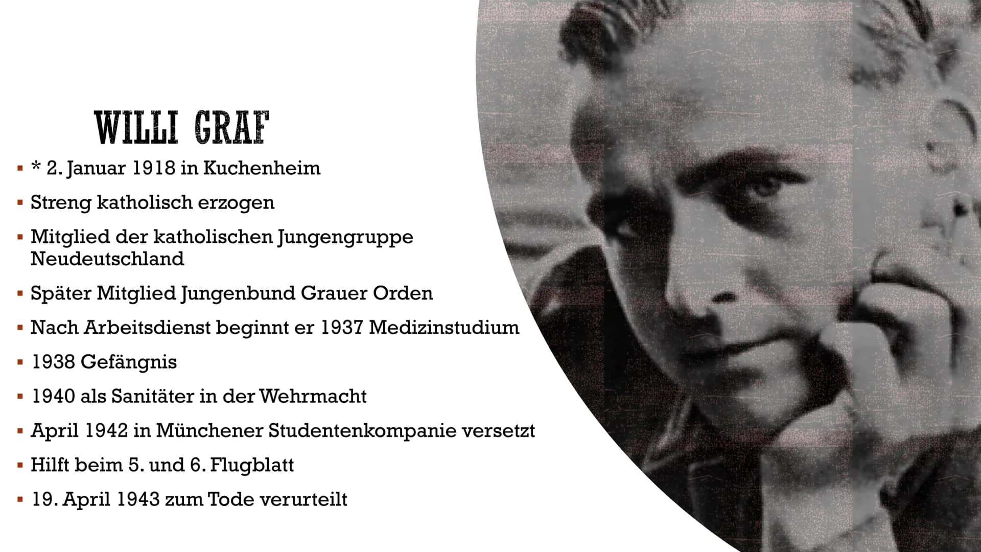 DIE WEIBE ROSE
Widerstand im Nationalsozialismus
C INHALT
Enstehung
Beginn des Widerstands
Mitglieder
Hans Scholl
Sophie Scholl
Alexander Sc