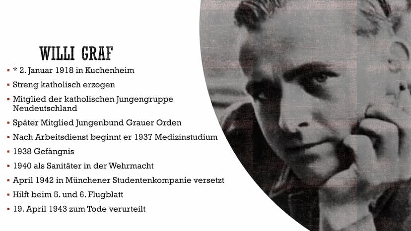 DIE WEIBE ROSE
Widerstand im Nationalsozialismus
C INHALT
Enstehung
Beginn des Widerstands
Mitglieder
Hans Scholl
Sophie Scholl
Alexander Sc