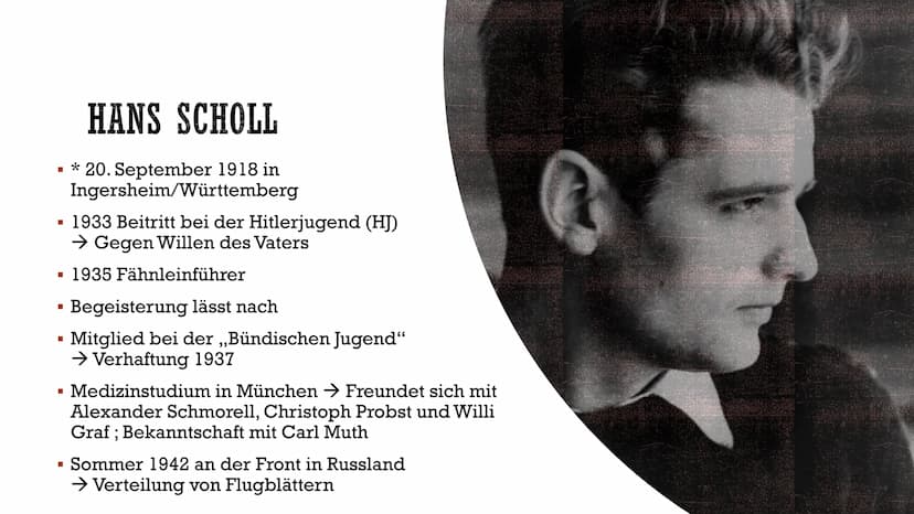DIE WEIBE ROSE
Widerstand im Nationalsozialismus
C INHALT
Enstehung
Beginn des Widerstands
Mitglieder
Hans Scholl
Sophie Scholl
Alexander Sc