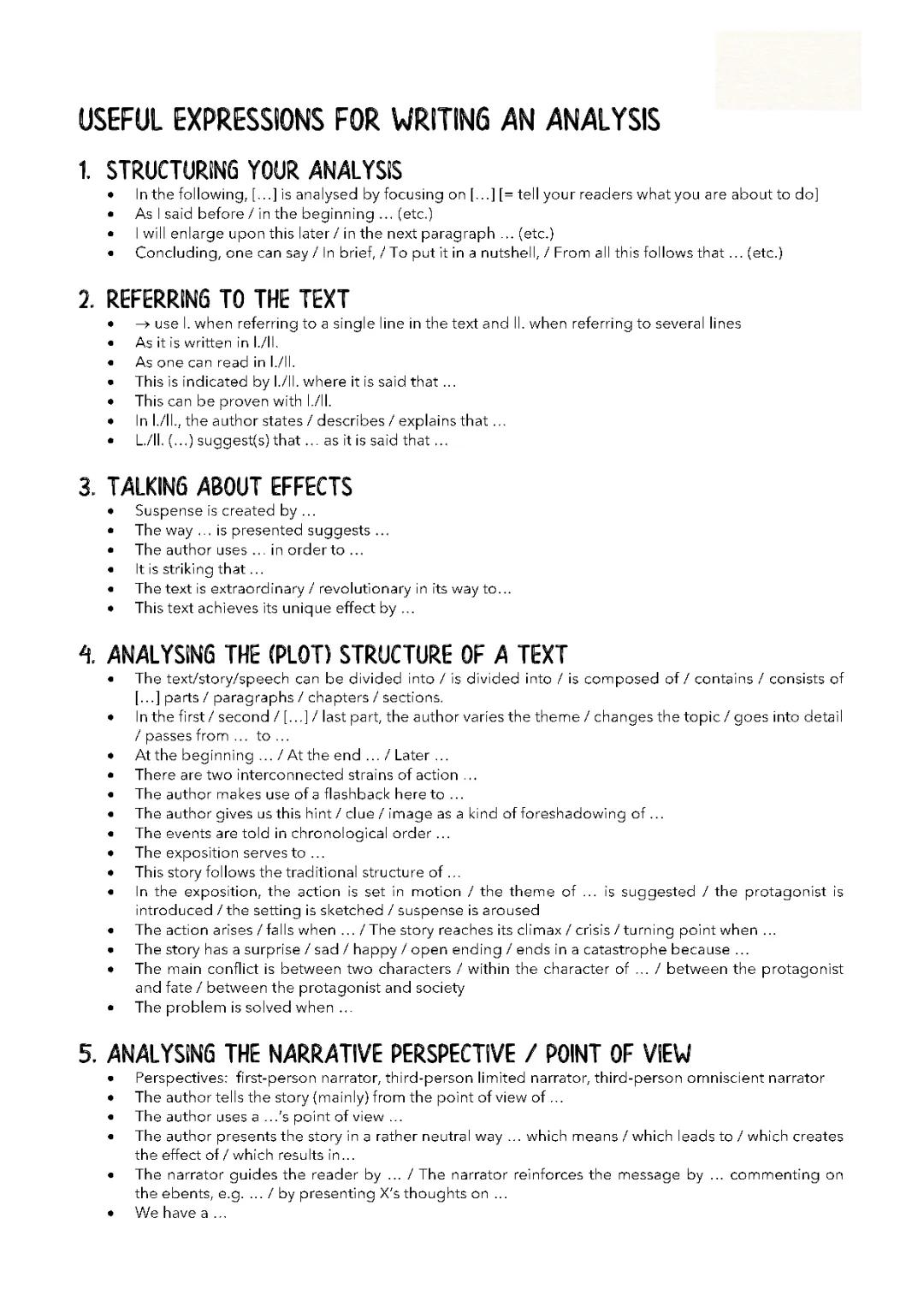 Easy Guide to Writing Analyses: Examples and Formulation Helps