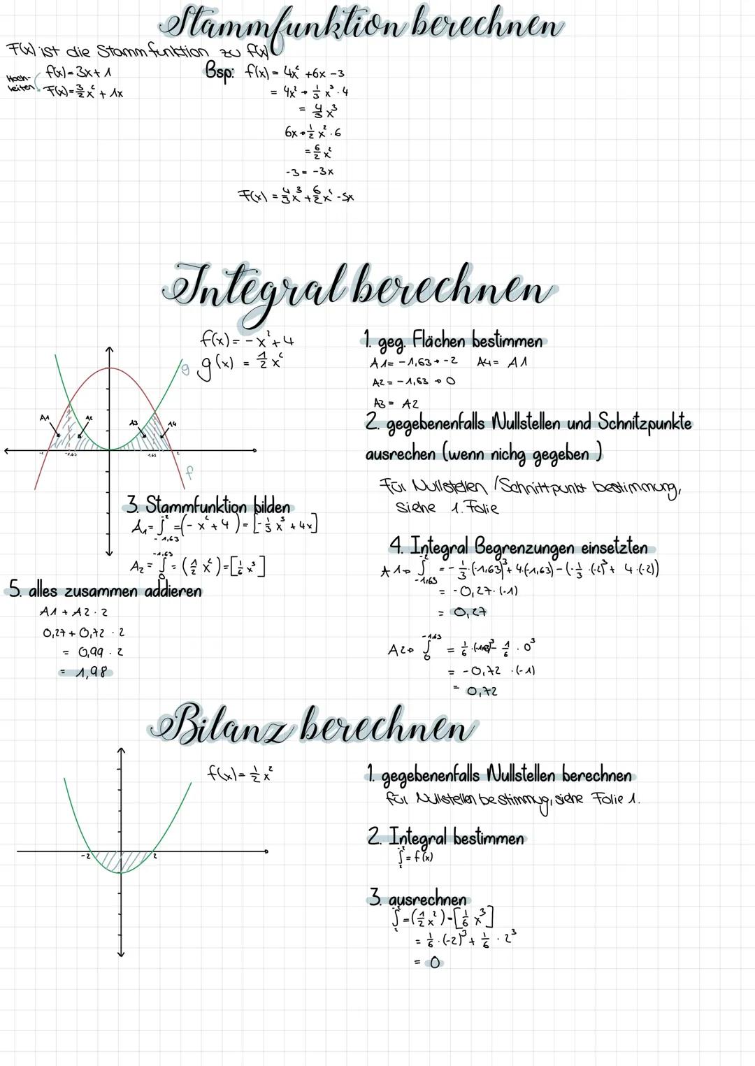 - Stammfunktionen
-Bilanz
Integral
- Graphen zeichnen
- Nullstellen
- Schnittpunkte
-
1. Funktion Nullsetzen
f(x)=0
-6x+8 = 0
1. Funktion Nu