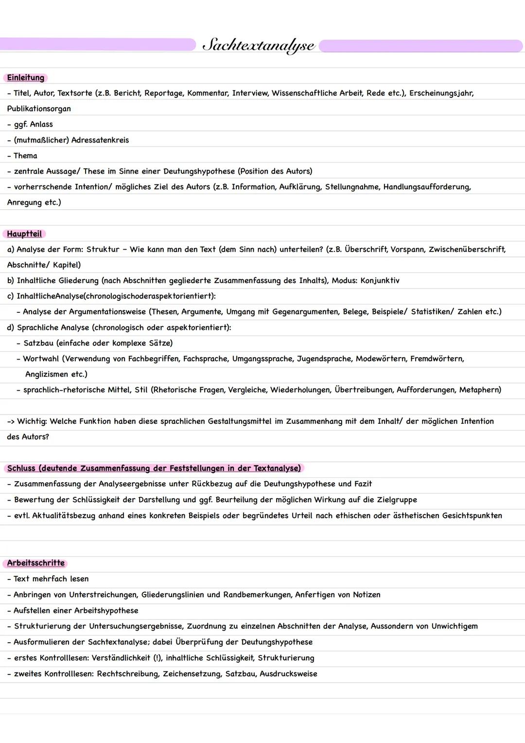 # Sachtextanalyse

Einleitung
- Titel, Autor, Textsorte (z. B. Bericht, Reportage, Kommentar, Interview, Wissenschaftliche Arbeit, Rede etc.