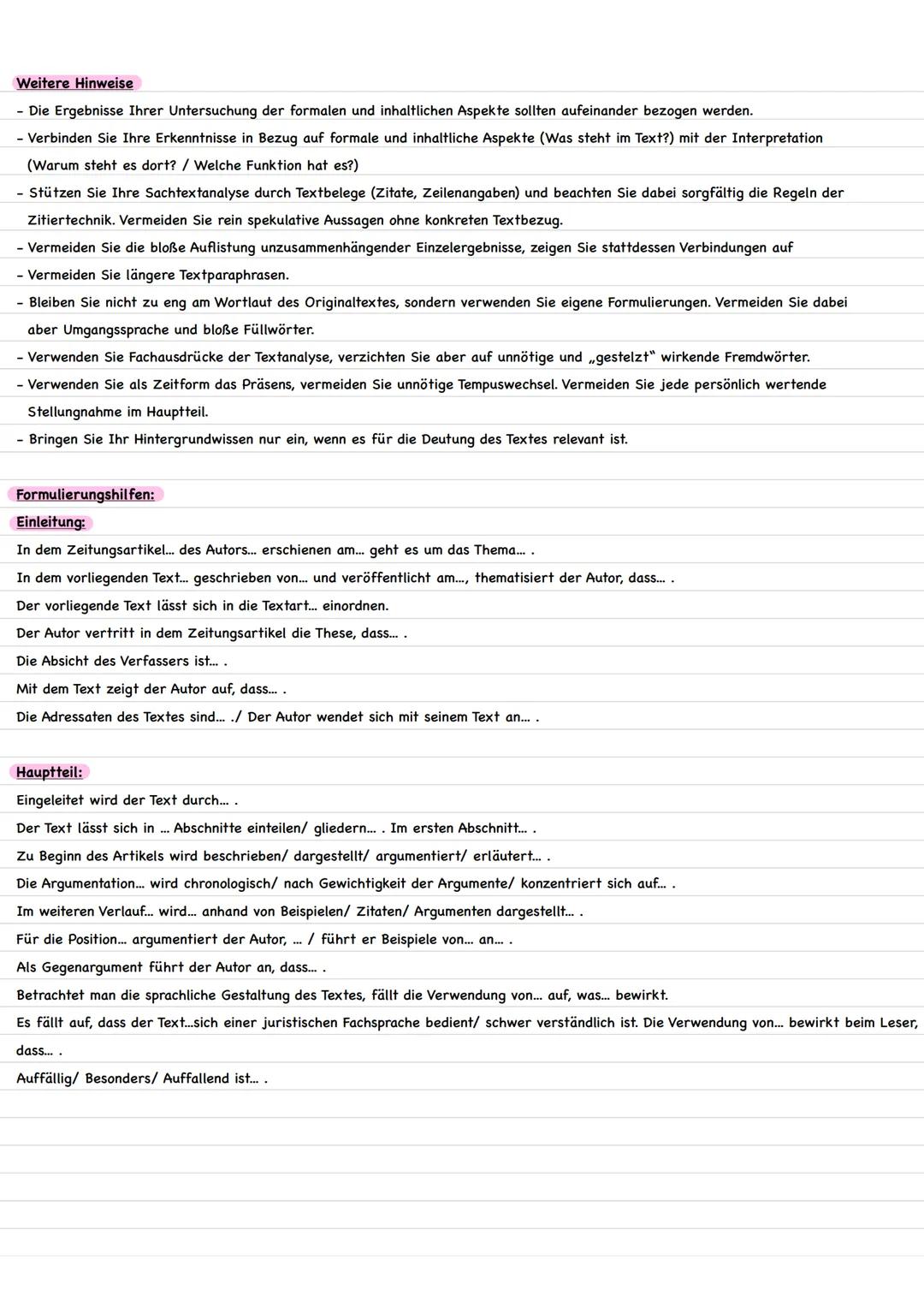 # Sachtextanalyse

Einleitung
- Titel, Autor, Textsorte (z. B. Bericht, Reportage, Kommentar, Interview, Wissenschaftliche Arbeit, Rede etc.