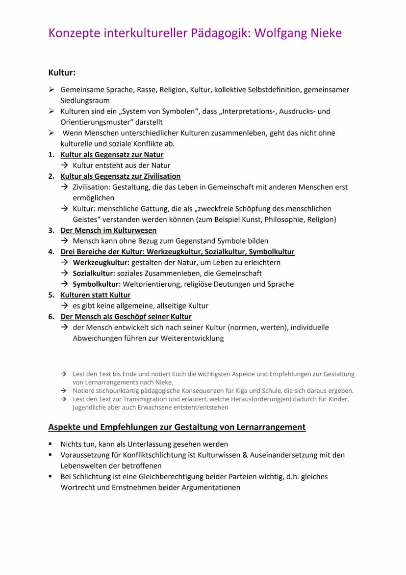 Konzepte interkultureller Pädagogik: Wolfgang Nieke
(Erstellt ein Schaubild wie sich die Ausländerpädagogik zur Interkulturellen Pädagogik e