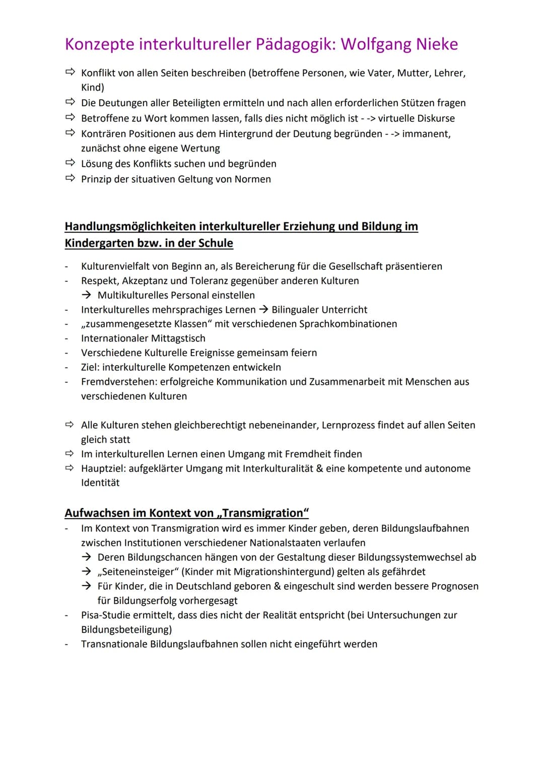 Konzepte interkultureller Pädagogik: Wolfgang Nieke
(Erstellt ein Schaubild wie sich die Ausländerpädagogik zur Interkulturellen Pädagogik e