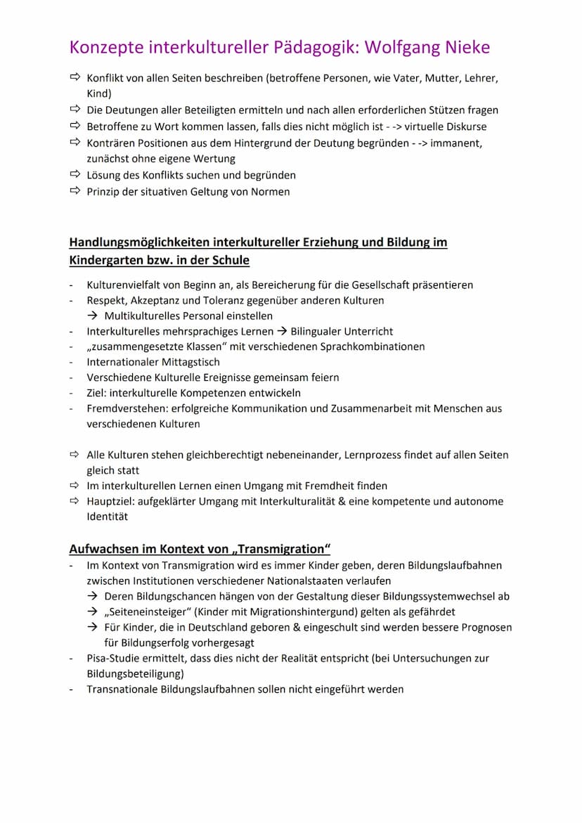 Konzepte interkultureller Pädagogik: Wolfgang Nieke
(Erstellt ein Schaubild wie sich die Ausländerpädagogik zur Interkulturellen Pädagogik e