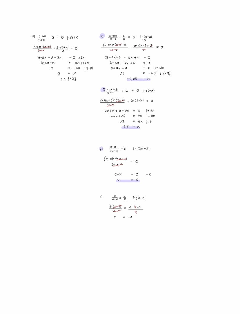 4. BRUCHGLEICHUNGEN 14.2.2022
Beispiel: 2-×-|·(2-x) ·× => D= Q\ {0:2}
1.(2-x) x 3.(2-x).X
(2-x)
X = 3 (2-x)
3. Beispiel:X
X
6-3x
ux
Probe: 2
