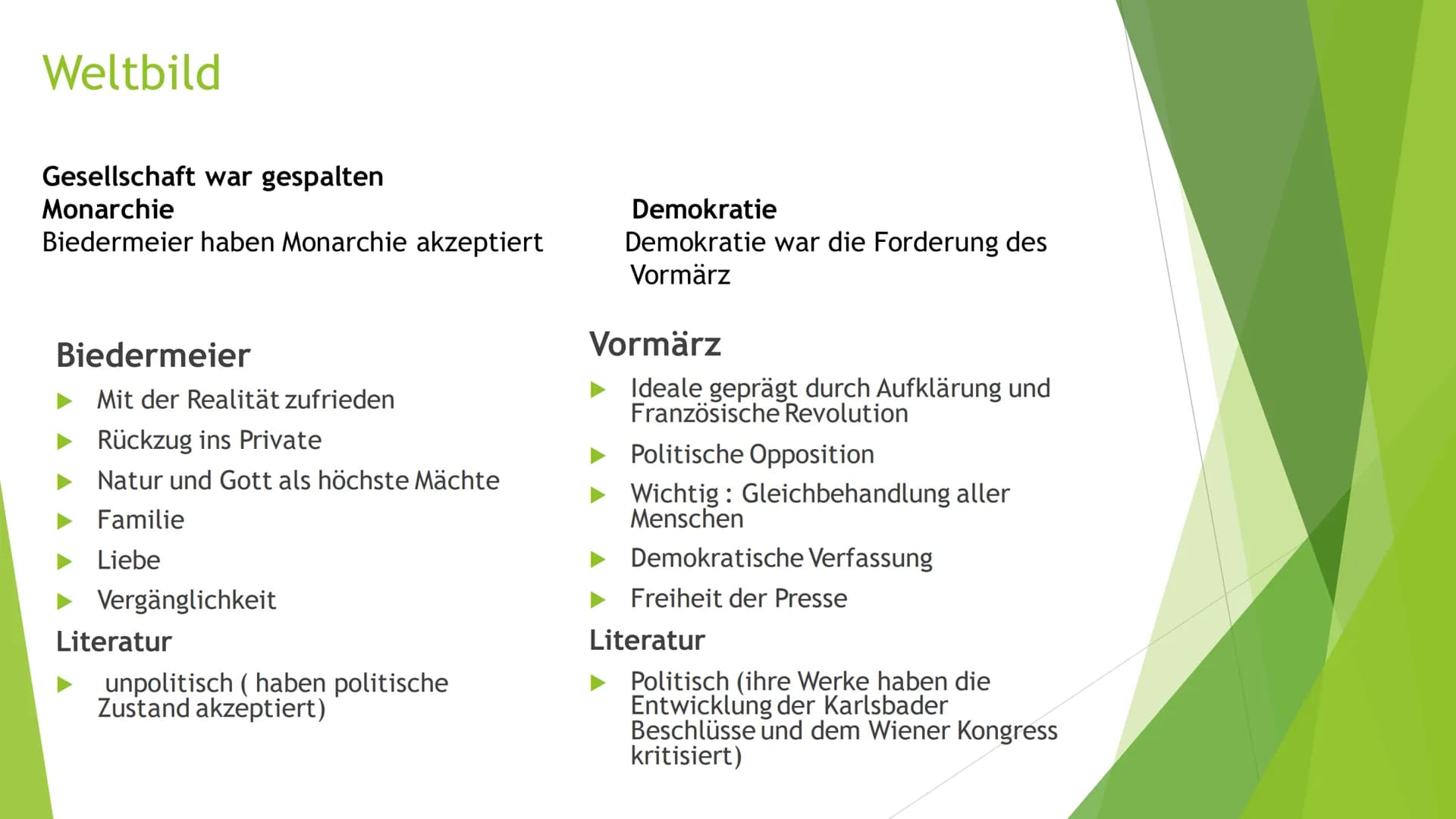 Nachromantische Strömung
Biedermeier
Und
/
Vormärz Historischer Hintergrund:
-Ende Napoleons Herrschaft (1814)
-Wiener Kongress (1814-1815)
