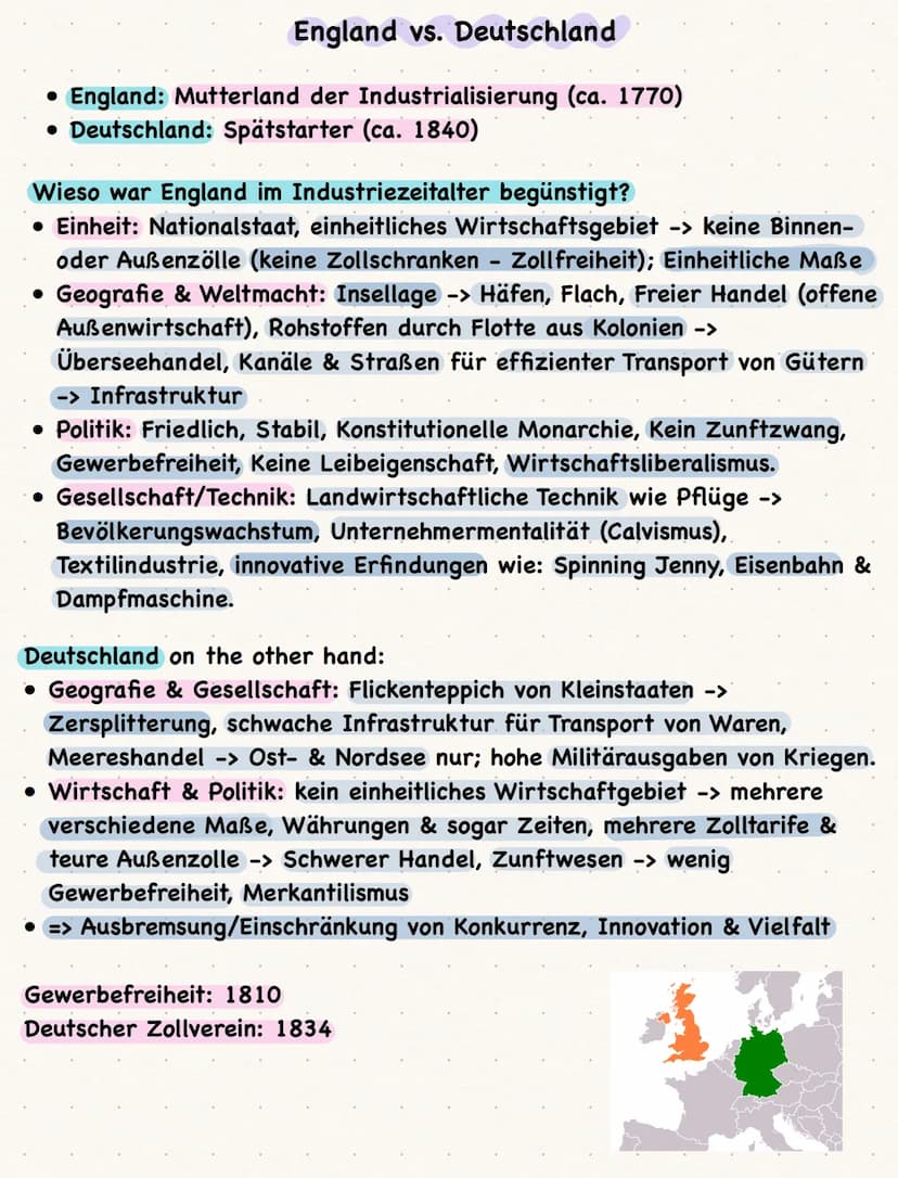 Industrialisierung/Industrielle Revolution
• Europa: 1800-1900 (England sogar früher)
• Der Wandel bzw. Umgestaltung von der Agrargesellscha