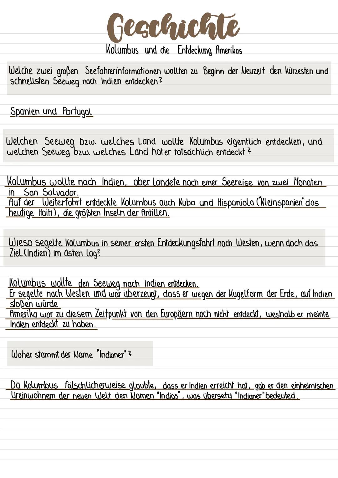 Geschichte
Kolumbus und die Entdeckung Amerikas
Welche zwei großen Seefahrerinformationen wollten zu Beginn der Neuzeit den kürzesten und
sc