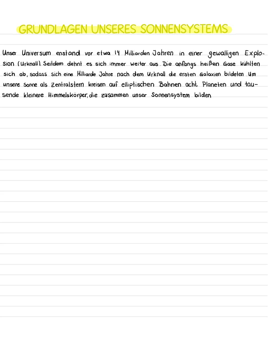 # ASTRONOMISCHE BEGRIFFE

1. Sonnensystem
Unser Sonnensystem besteht aus der Sonne, ihren 8 Planeten und deren Honden,
den Zwerg Planeten un