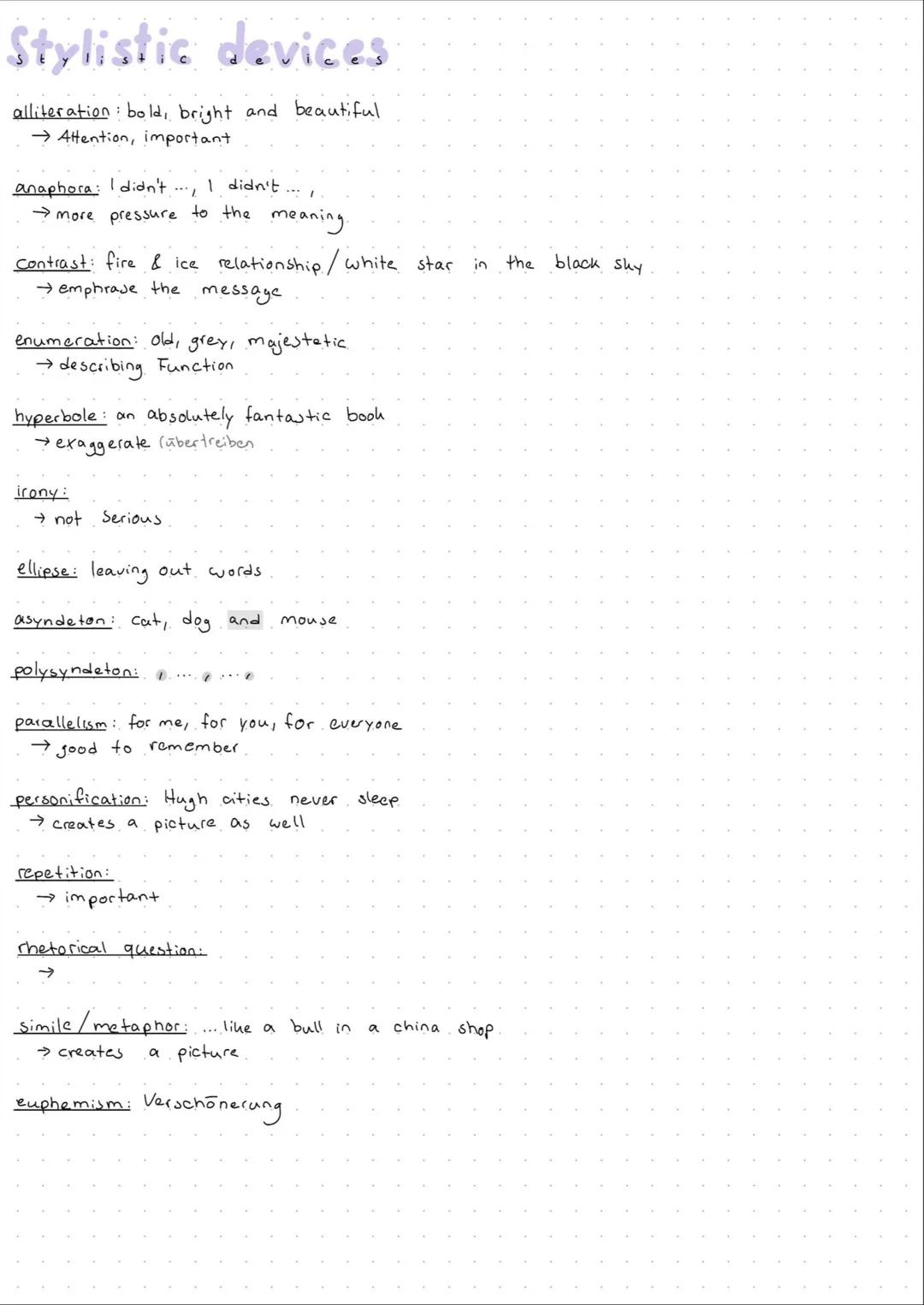 Stylistic devices

alliteration: bold, bright and beautiful
→Attention, important

anaphora: I didn't..., I didn't...
→more pressure to the 