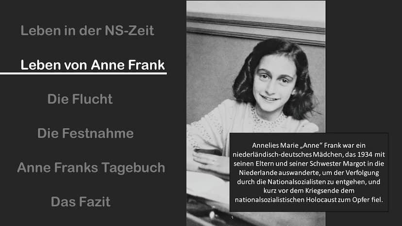 Anne Frank
Inwiefern ist das Schicksal von Anne
Frank beispielhaft für das der Verfolgten
im NS-Staat?
Von Viktoria Kovalev Inhaltsangabe Le