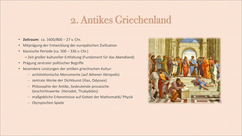 GAG2G2
Die Antike
GA26 25 2 1. Was ist die Antike?
2. Antikes Griechenland
2.1. griechische Kolonisation und Entstehung der Polis
2.2. Demok