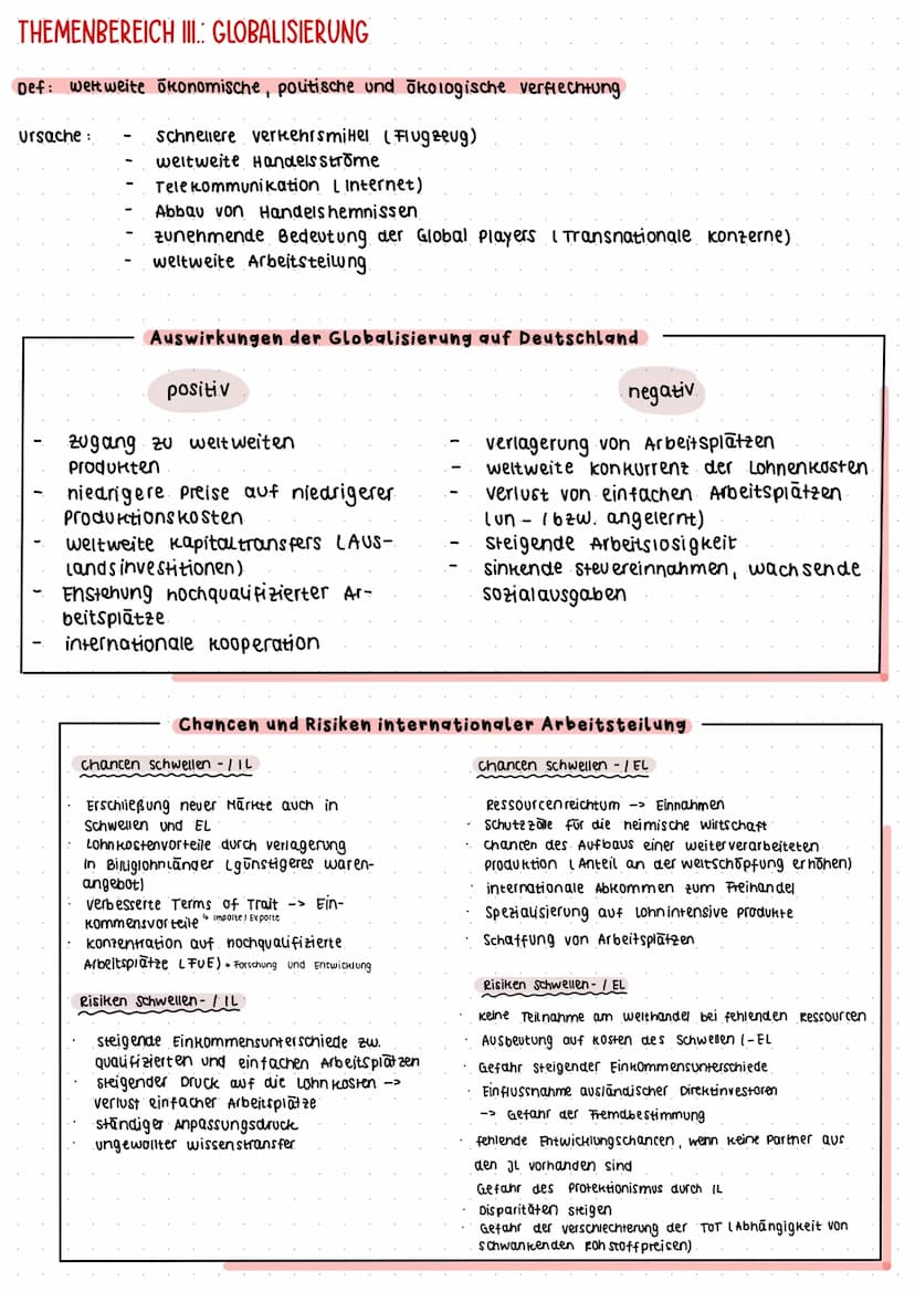 THEMENBEREICH I: MERKMALE UND URSACHEN DER UNTERENTWICKLUNG
Globale Disparitäten
wirtschaftliche Merkmale
Hohe BIP, BNE
Arbeitslosenquote
Pr