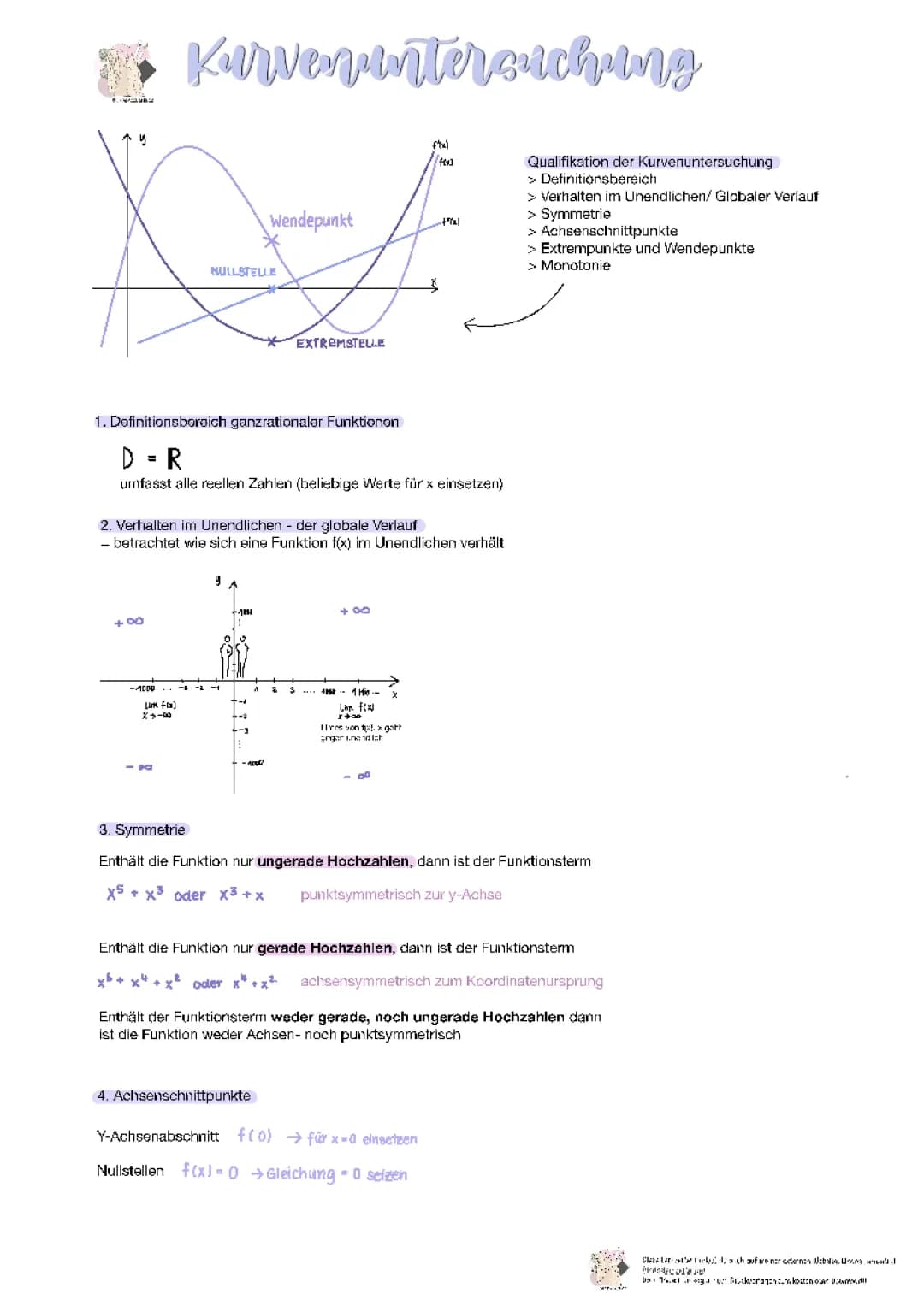 Kurvenuntersuchung Mathematik 