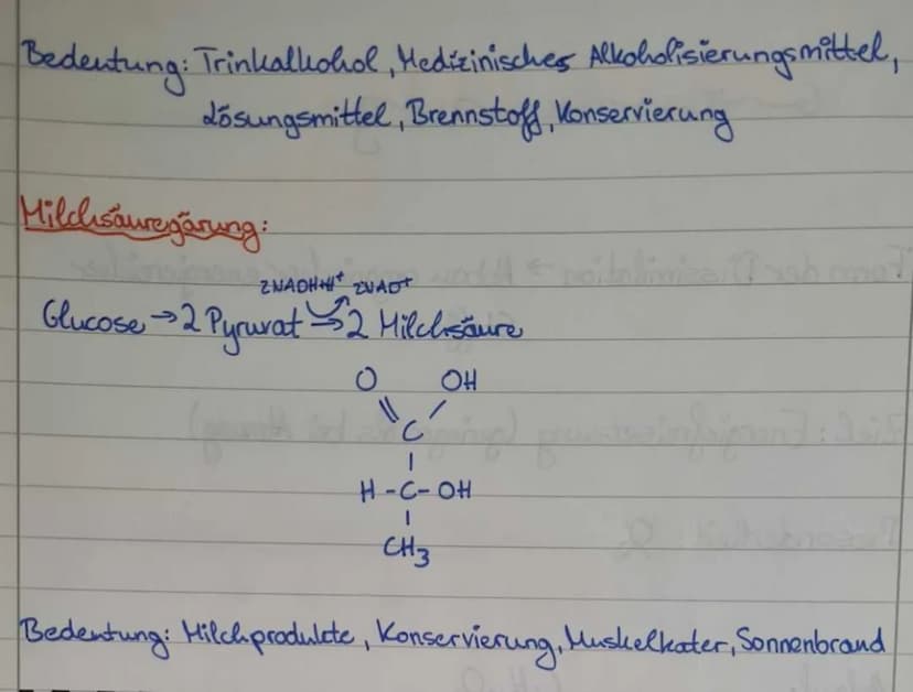 Gärung
Form der Dissimilation → Abbau organischer, energiereicher
Stoffe
Ziel: Energiefreisetzung (geringer als bei Almung)
Besonderheit:
Ab