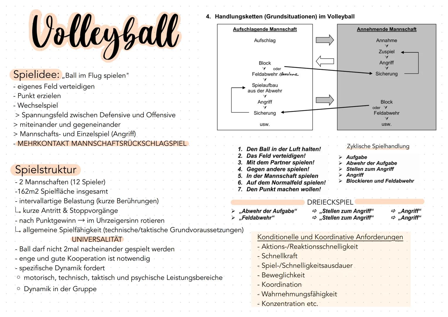 # Volleyball

Spielidee: „Ball im Flug spielen"

- eigenes Feld verteidigen

- Punkt erzielen

- Wechselspiel

> Spannungsfeld zwischen Defe