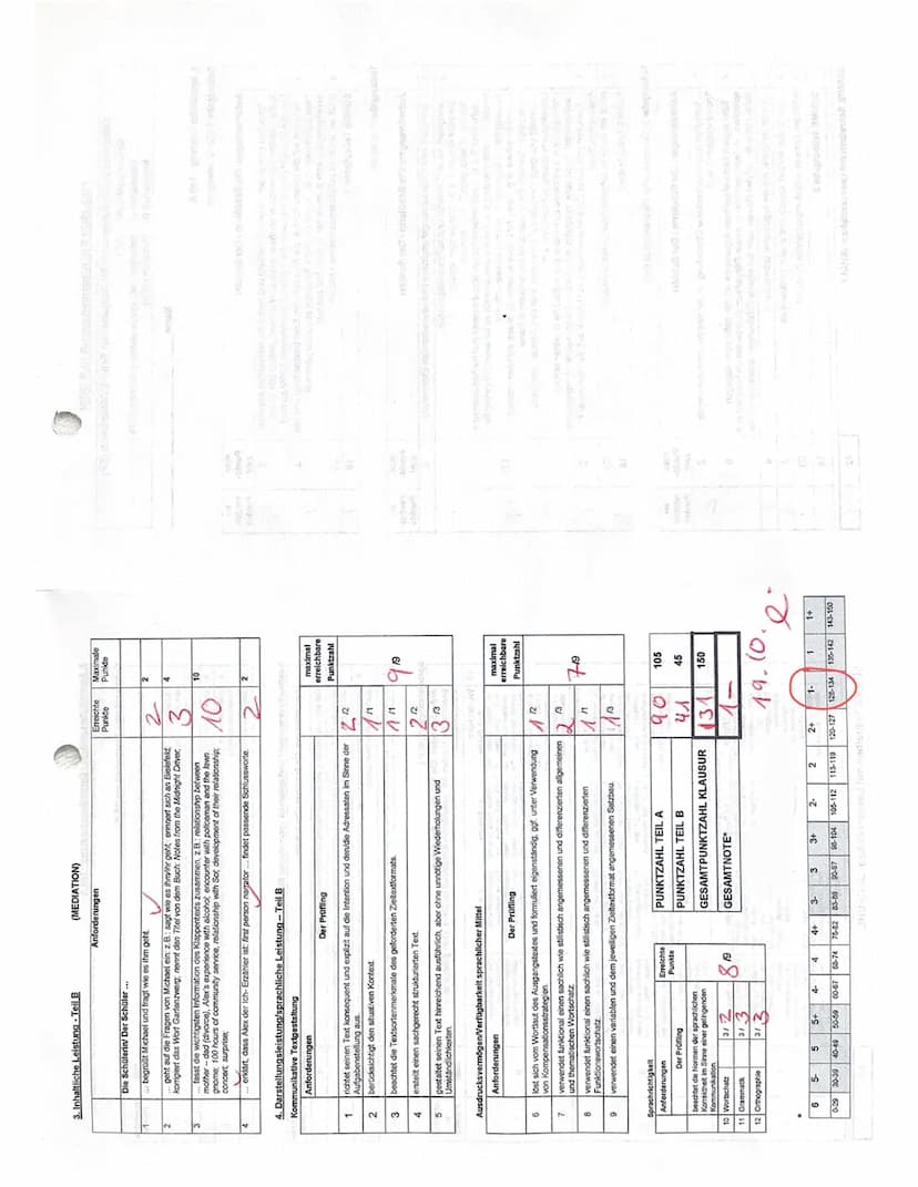 1. Inhaltliche Leistung - Teil A
Tellaufgabe 1 (Comprehension)
ENGLISCH S II: Klausuren gemäß KLP GOST
Kriteriales Bewertungsraster für Aufg