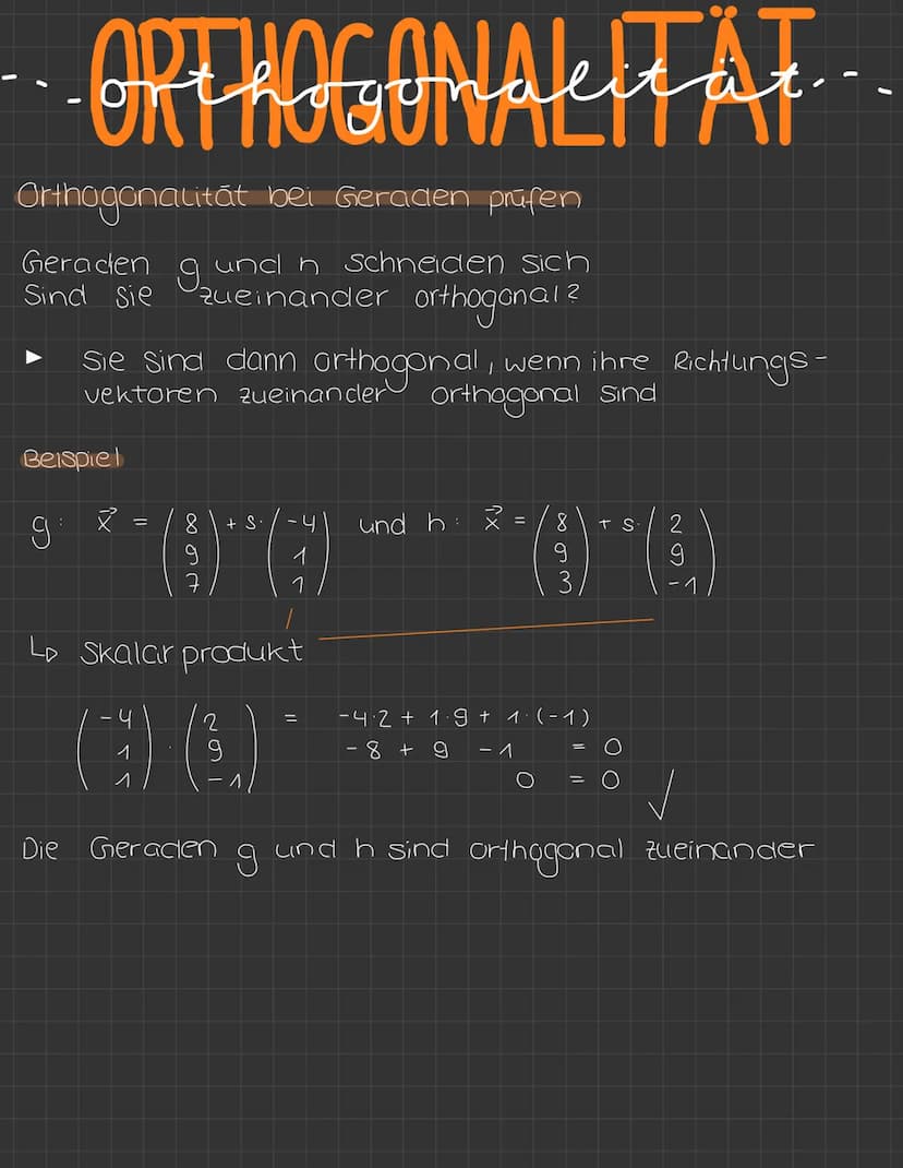 ALLGEMEIN.
Orthogonalitat
Vektoren & und b (8) heißen Orthogonal, wenn
ihre zugehörigen Pfeile mit gleichem Anfangspunkt
ebenfalls zueinande